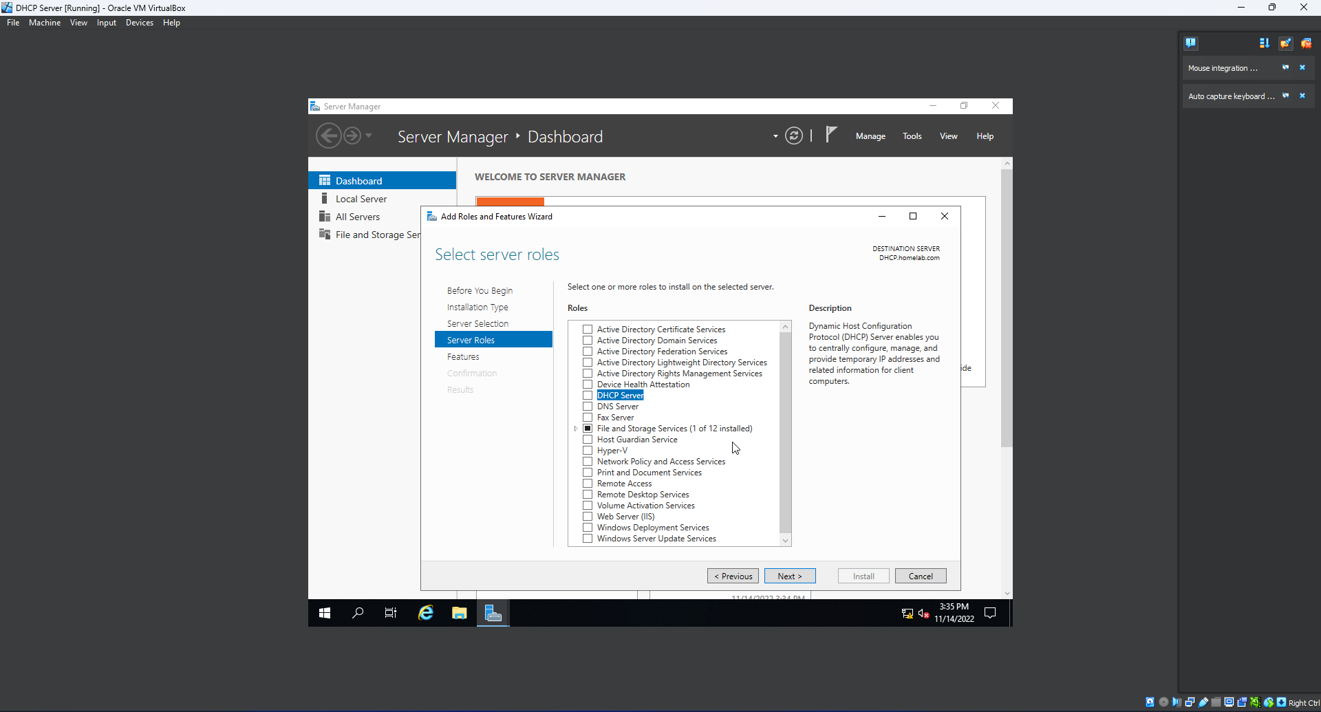 setup dhcp