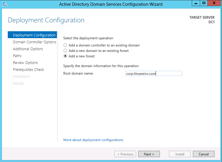 setup root domain name